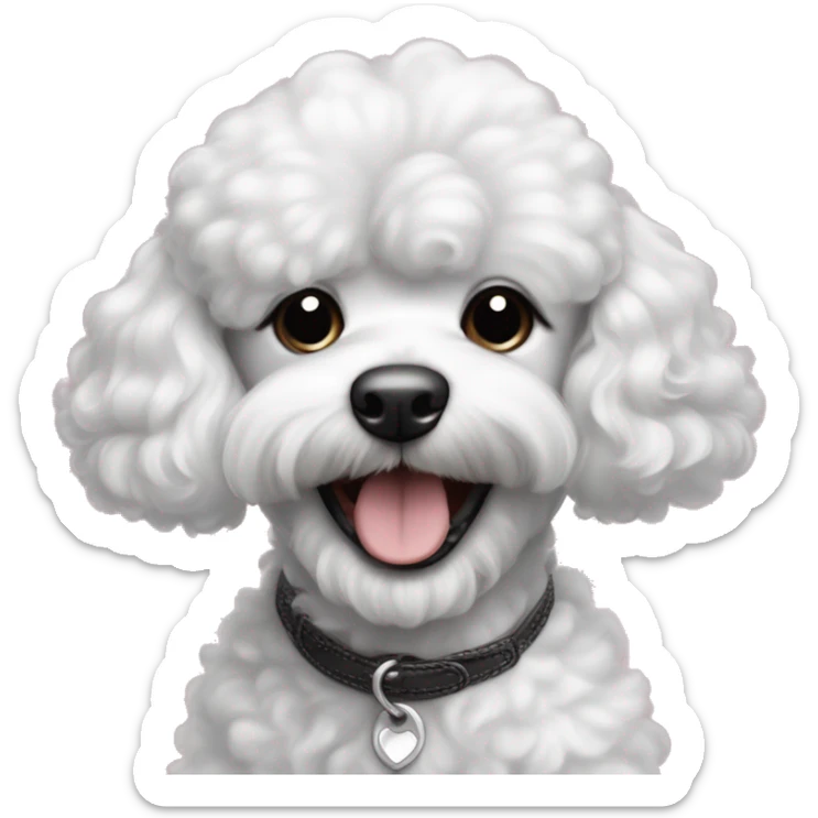 cachorrita french poodle de pelo negro muy corto y barba blanca sonrriendo sticker