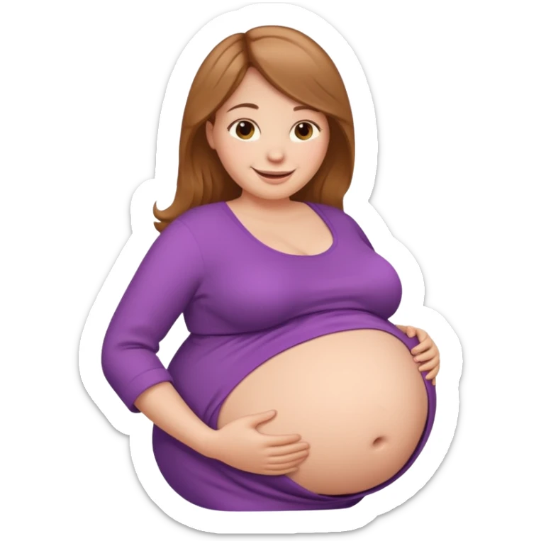 very heavily pregnant overdue woman with super  huge belly sticker