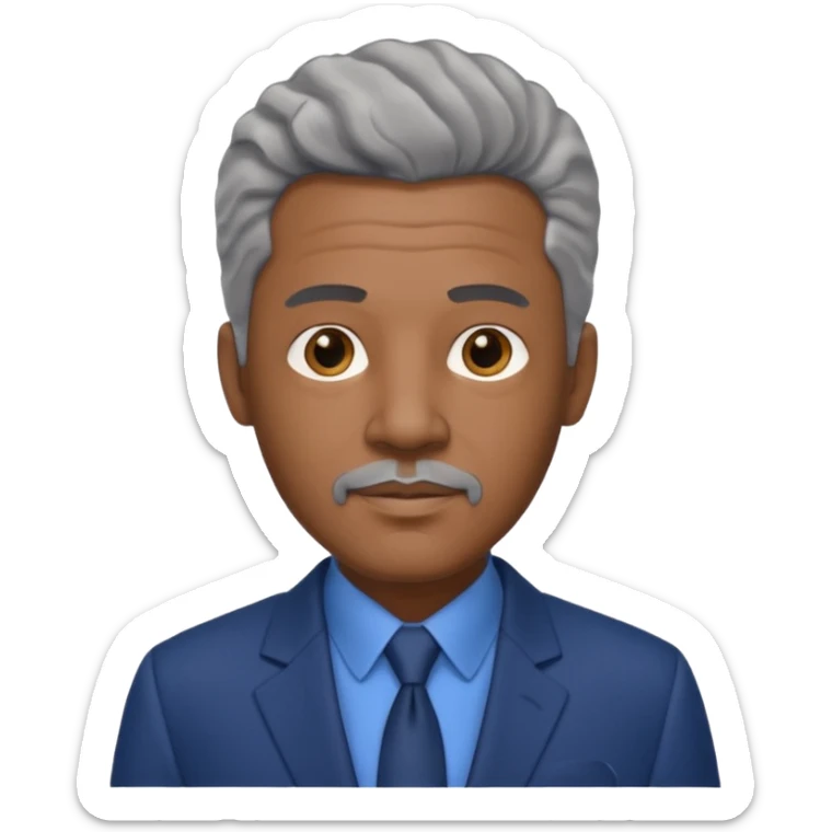 An avatar of a cool debinaire black man in his early sixties with short wavy gray hair, short sideburns and a short trimmed goatee. sticker