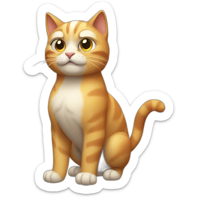 a cat with muscles as whole body that is giving you a wink show the whole body sticker