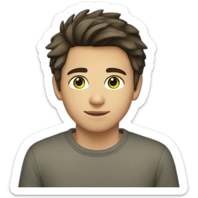 15 years old boy with dark brown hair tan light skin and greenish brown eyes  sticker