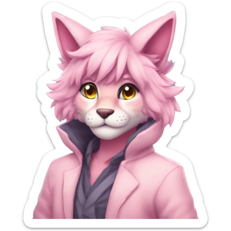 Anthropomorphic Anthro Pastel Pink Sona Lynx-Fakémon Furry Full Body sticker