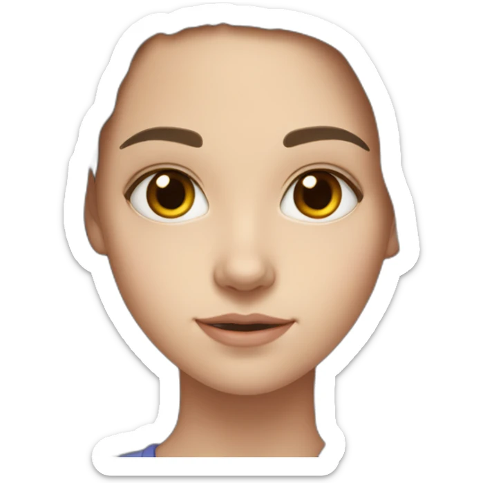 White skin, 13 year old Girl with long brown hair, brown eyes sticker