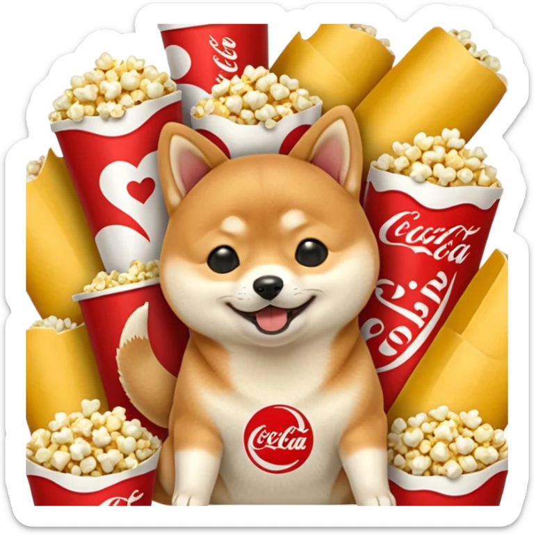 fais moi 20 emoji avec differente reaction avec un shiba inu, qui est mdr, qui pleure, qui mange, qui se roule, qui saute, qui mange du pop corn, qui boit un coca, qui dort les 4 pattes en l'air, et d'autre sticker