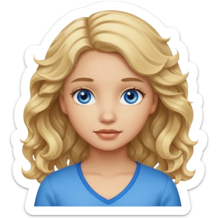 Girl with light skin blonde wavy hair sticker