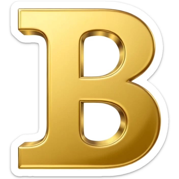 Symbole de currency en or en forme de lettre F, seul, 3D, brillant, style emoji simple et lisible sur fond uni. sticker