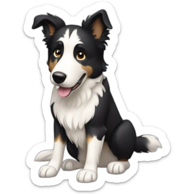 dog, short-hair, black-hair, white-chest, white-stripe-down-face, border-collie, mcnab sticker