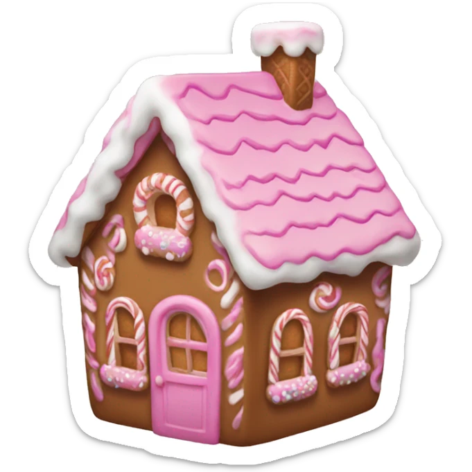 A pink gingerbread house sticker