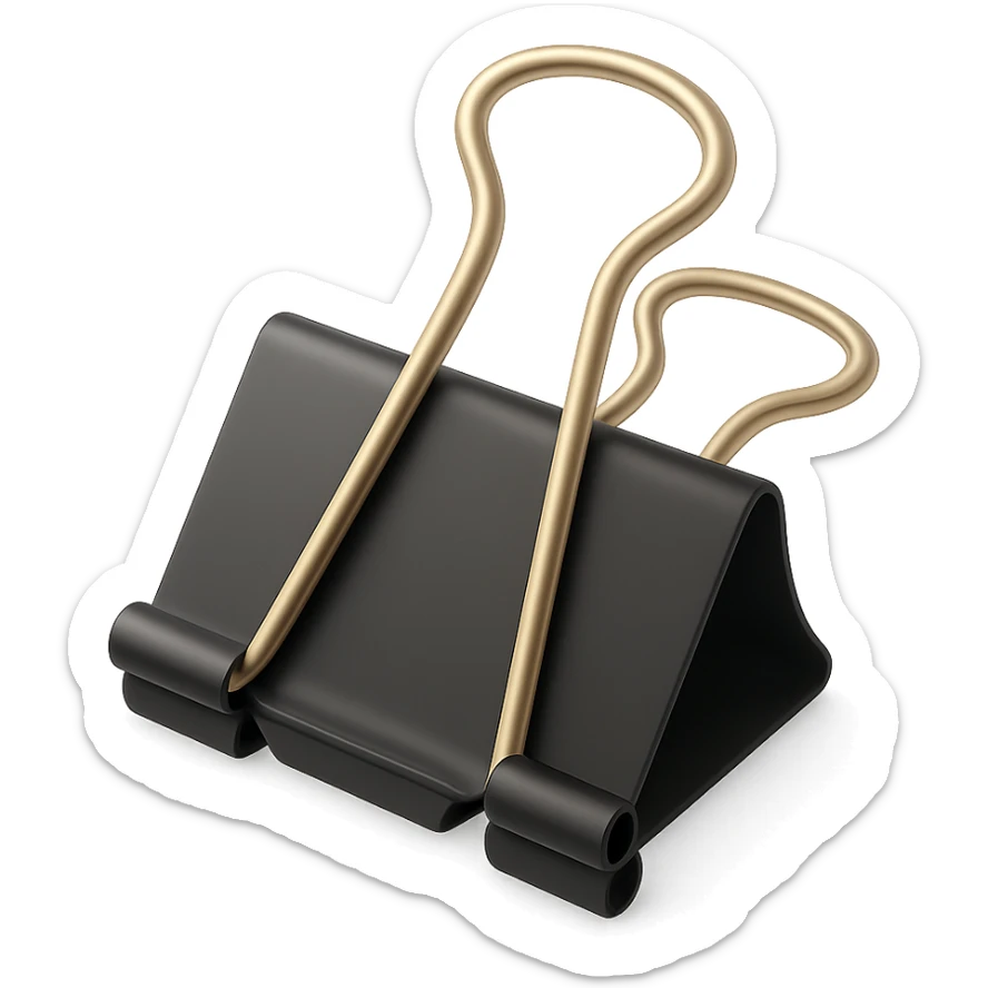 a large binder clip in 3D black style sticker