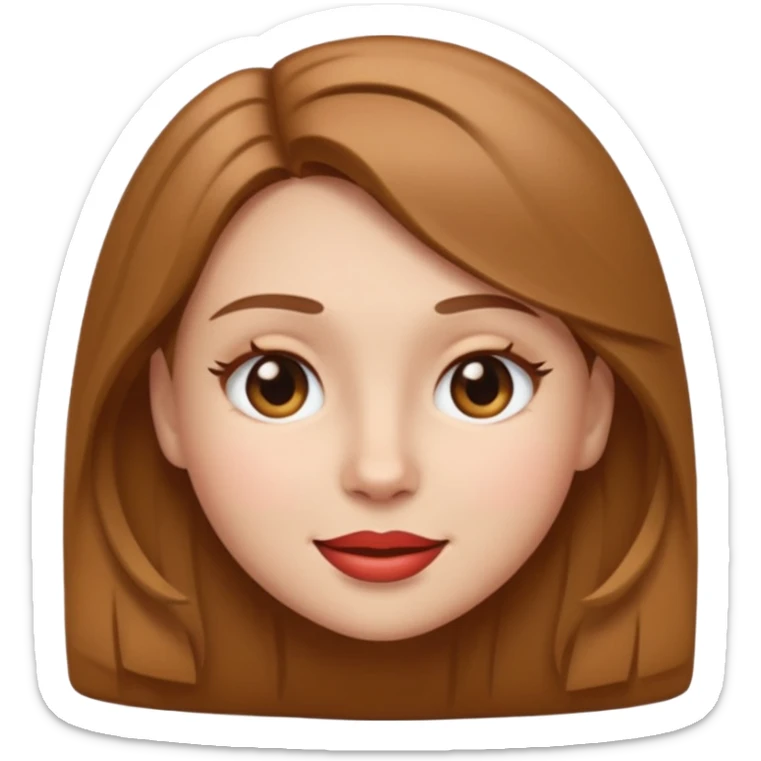 apple style emoji of a girl with fair skin, slightly slanted brown eyes, full lips, light brown hair, and a wink sticker