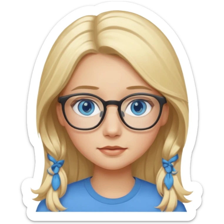 Blonde girl wearing glasses with blue eyes and long hair sticker