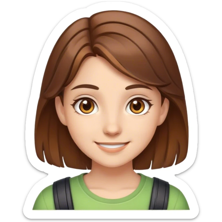 Happy Young gamer Girl with brown hair and brown eyes sticker
