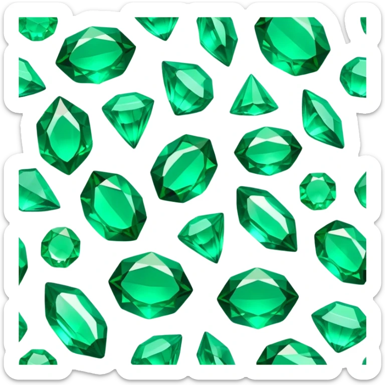 Cinematic Realistic Emerald Emoji, Deep and lush, with a vibrant green hue that catches light, creating a brilliant, sparkling effect across its polished surface. The facets of the gem catch the light in rich, deep reflections, radiating a sense of luxury and nature. Soft glowing outline, capturing the essence of natural beauty and timeless elegance in a vivid emerald. sticker