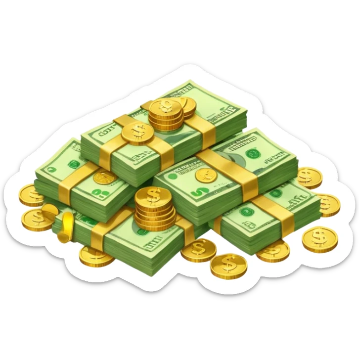 It's an image of money such as coins and bills, but there's only one or two  sticker