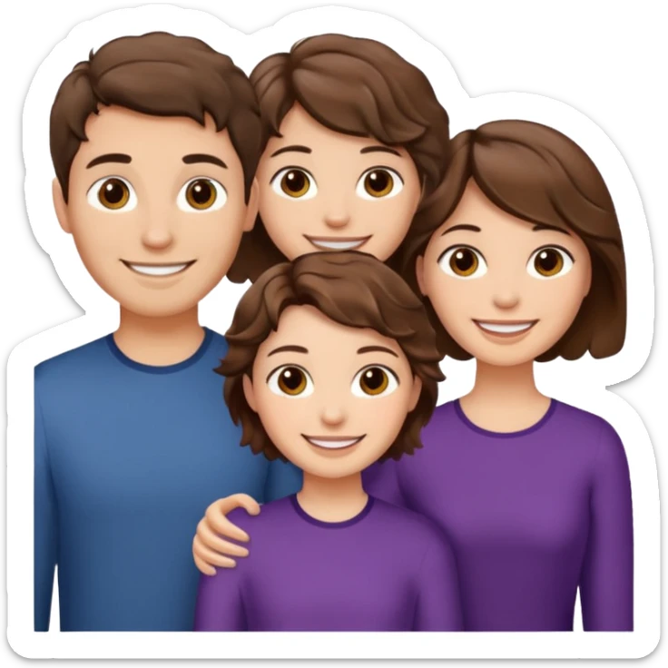 Throuple two women with short wavy brown hair, male with short brown hair sticker