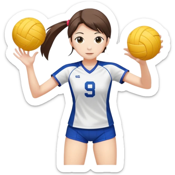 Japanese high school girl in sports uniform playing volleyball sticker