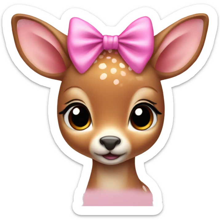 baby deer with fairy wings and a pink bow around its neck  sticker