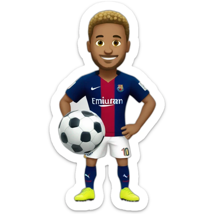 crea un emoji de neymar cuerpo completo con un balon de futbol sticker