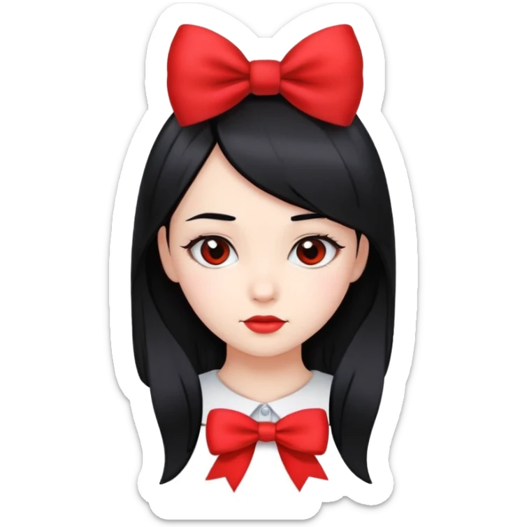 Girl with straight hair and a bow on top of her hair sticker