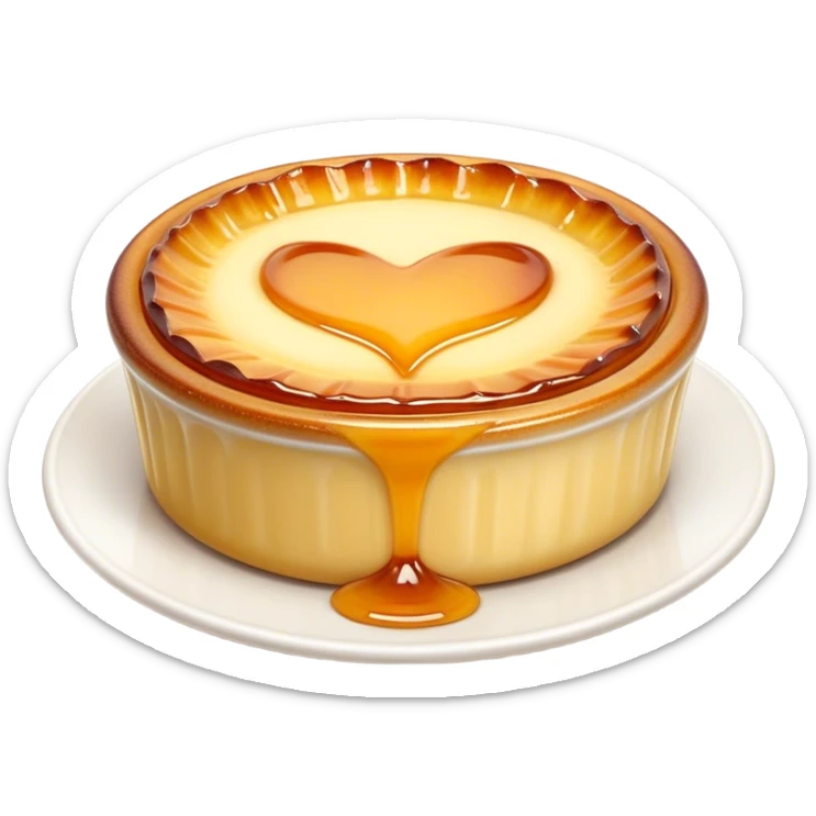 Cinematic Realistic Cr√®me Br√ªl√©e Dessert Emoji, depicted as a rich custard with a perfectly caramelized sugar top rendered with exquisite textures and warm, inviting lighting. sticker