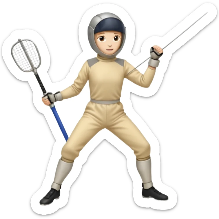 A person wearing fencing equipment with their entire body sticker