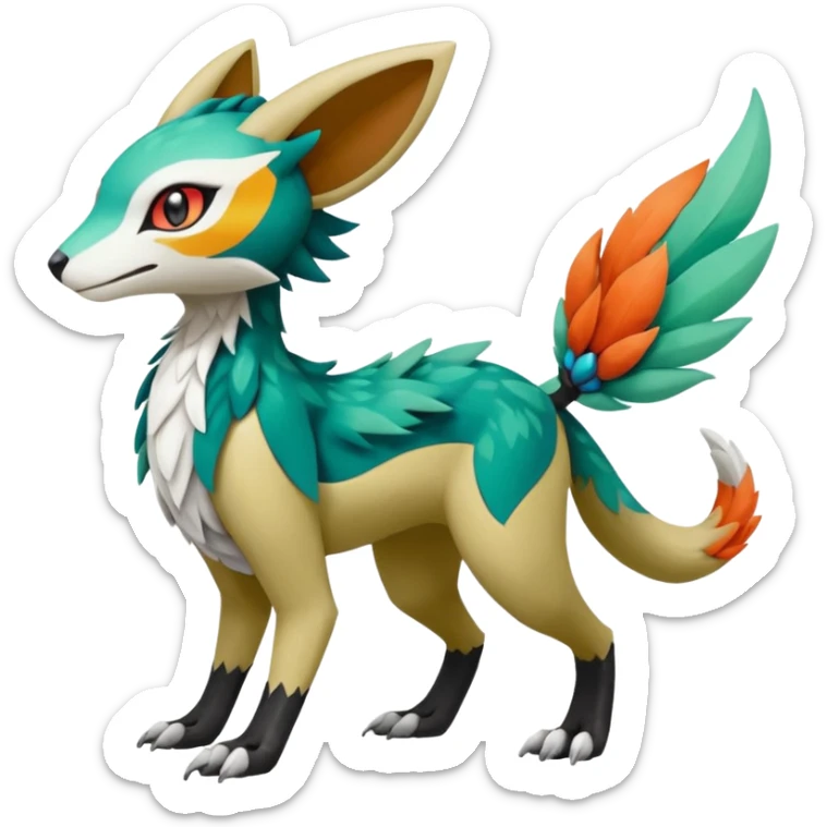 Meloetta-Vernid-Trico-Fionbri-Sergal-Pokémon-Fakémon-fusion-hybrid-creature sticker