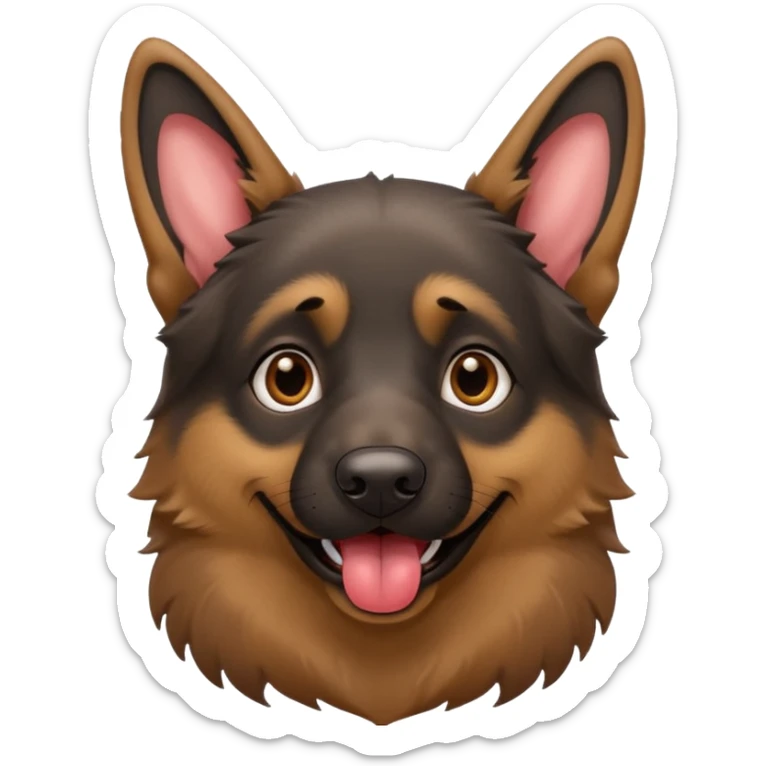 cartoon style dark German Shepherd dog with longer tongue hanging out  sticker