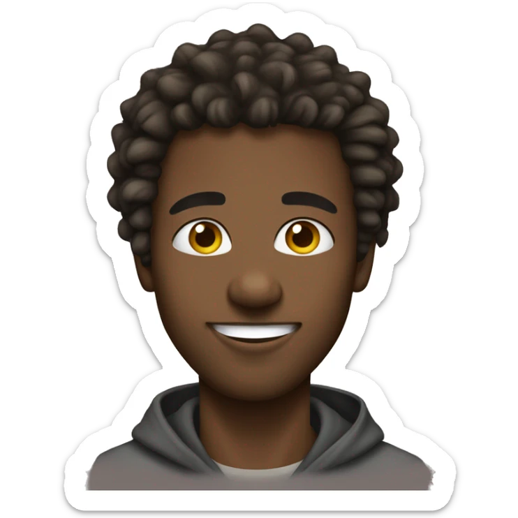dread hair african male youth, with some lil beard, and a nice smile. A hoodie sticker