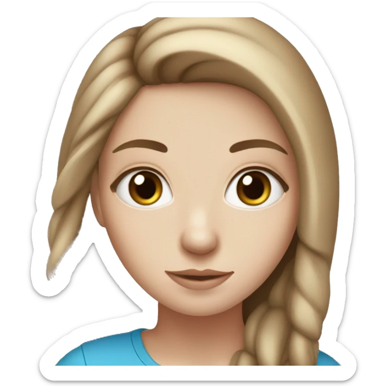 White girl with blue eyes, straight brown hair sticker