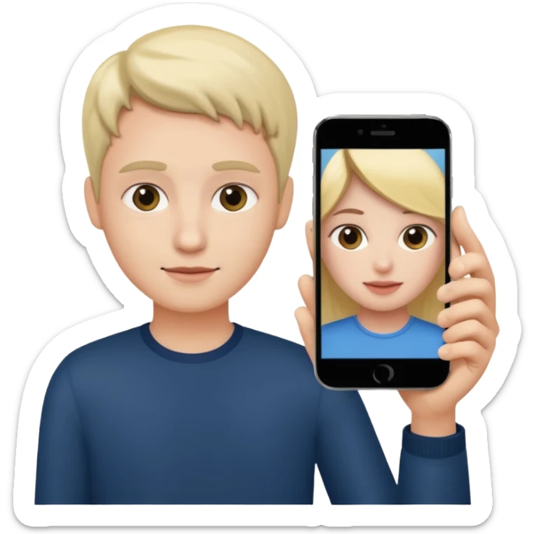 pink video call between one person holding the phone with a person on the phone screen sticker