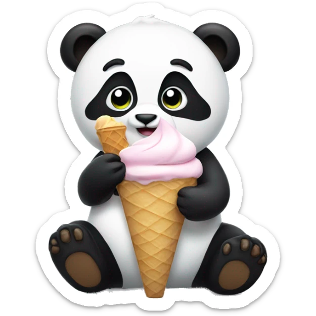 Panda eating ice cream sticker