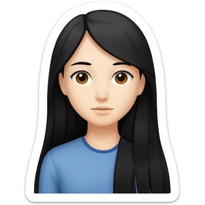  pero cámbiale el pelo largo por uno corto no tan corto que le llegue a los hombros pero con el pelo negro  sticker