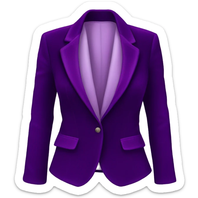 Realistic isolated dark purple velvet feminine fashion blazer. sticker