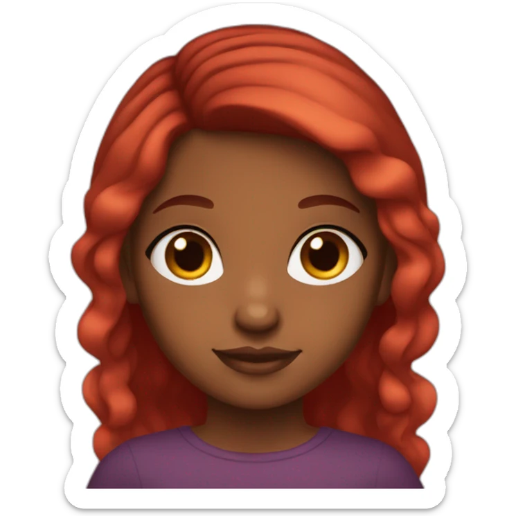 Brown girl with red ombré hair and brown eyes sticker