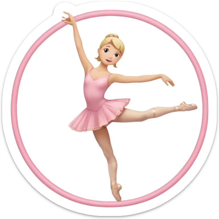 twirling ballerina blonde one leg bent in arms circle above head sticker