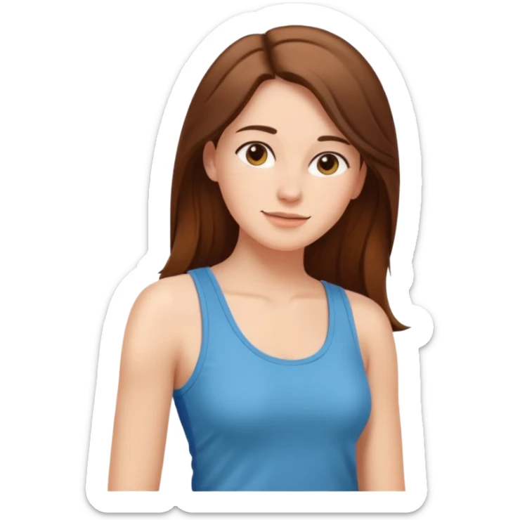 Adult woman, wearing a sleeveless tank top, relaxed posture
 sticker