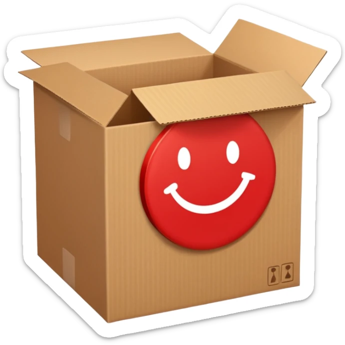 simbolo de prohibido y que esté tachando una caja de cartón de un paquete enviado sticker