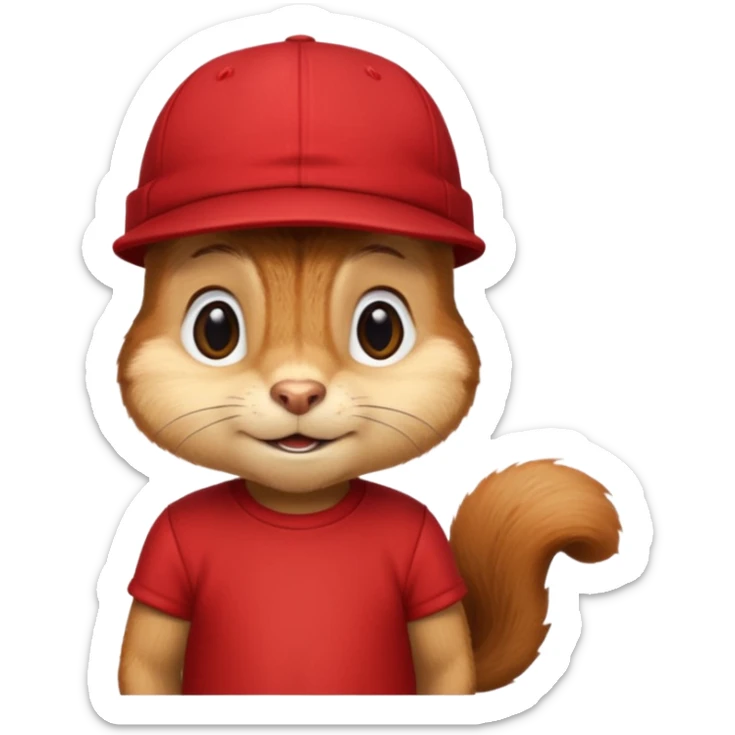 CHIPMUNK ALVIN FROM ALVIN AND THE CHIPMUNKS WITH RED SHIRT AND RED HAT VERY SKINNY AND MALNOURISHED. SKINNY THIN BODY CHIPMUNK HE HAS TO BE A CHIPMUNK sticker