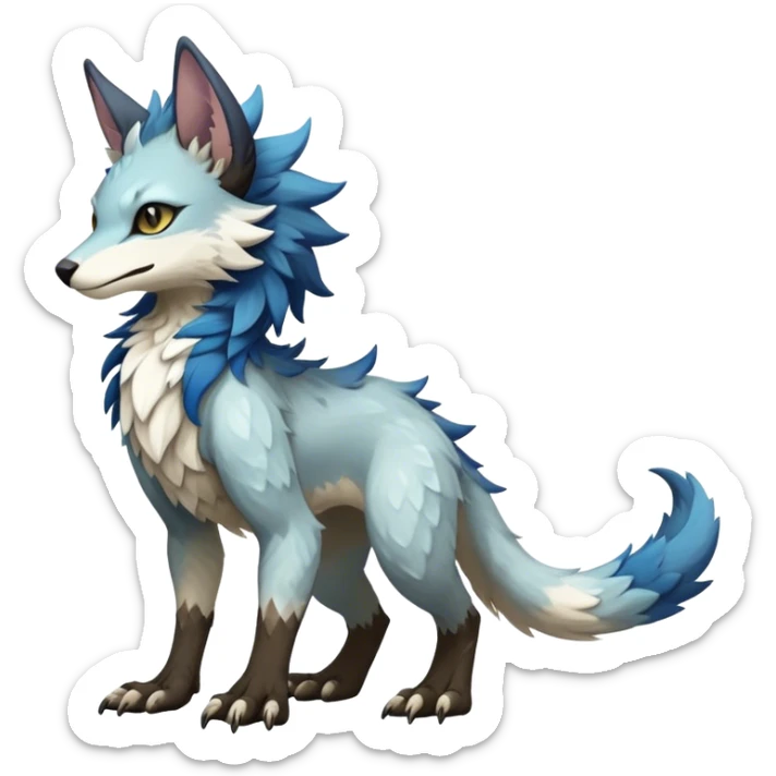 Epic Feral Rare Fantasy shiny cool fluffy Vernid-Sergal-Trico-species by LiLaiRa, random markings, tufted tail, tufted ears, full body sticker