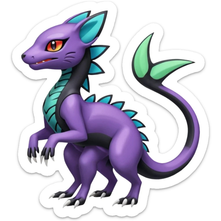 Meloetta-Purrloin-Salandit-Nargacuga-Pokémon-Fakémon-fusion-hybrid-creature sticker