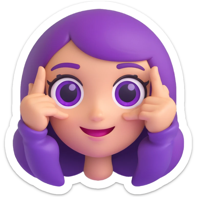 Space Groove Gwen from League of Legends, happy emote, only head, right eye purple sticker