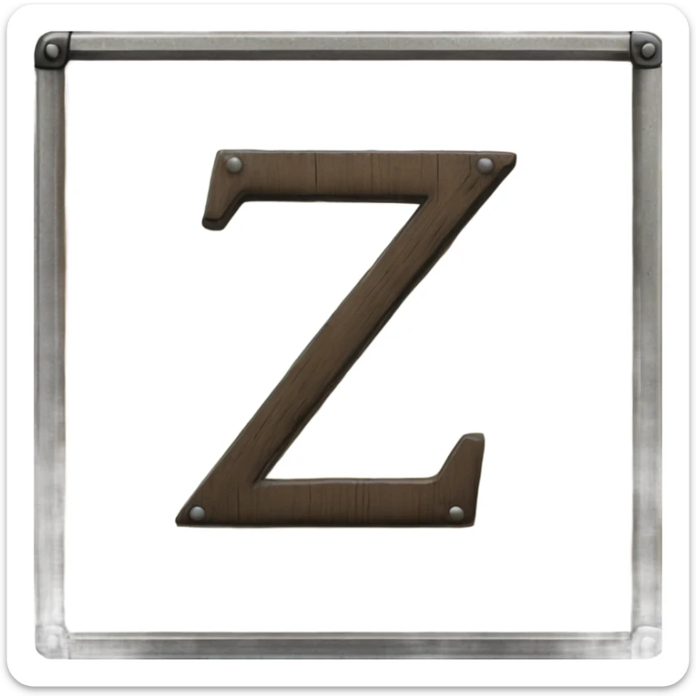 The letter Z made of wood with a metal frame on the edges sticker