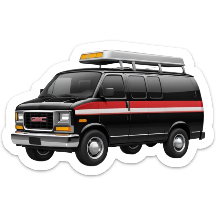 I need an emoji depicting the A-Team's van. this is a GMC Vandura with a front grill, and a diagonal stripe coming from the door, it is not a VW van sticker