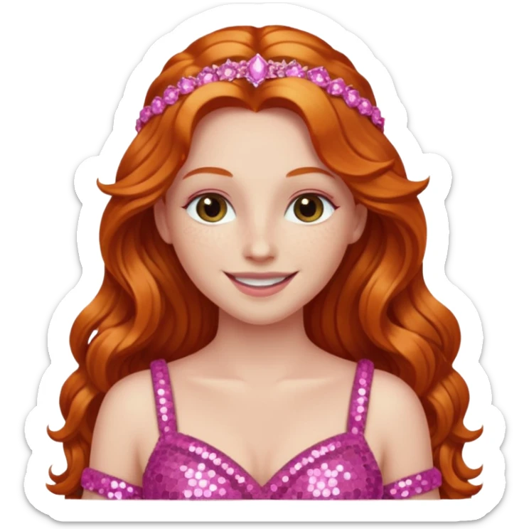 Venus, Goddess of Love from Gods and Goddesses with long ginger hair, pink sequin outfit sticker