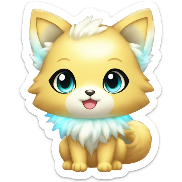 Cute Cool Kawaii stylish Pretty Chibi Fur-Sona Shiny Colorful Sparkly Fakemon Full Body sticker