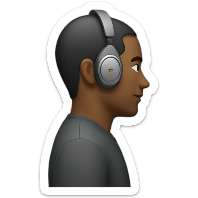 Side profile of an emoji wearing an earpiece, no headphones sticker