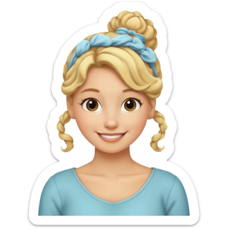Naked blonde hair bun woman with curly hair, big ass  sticker