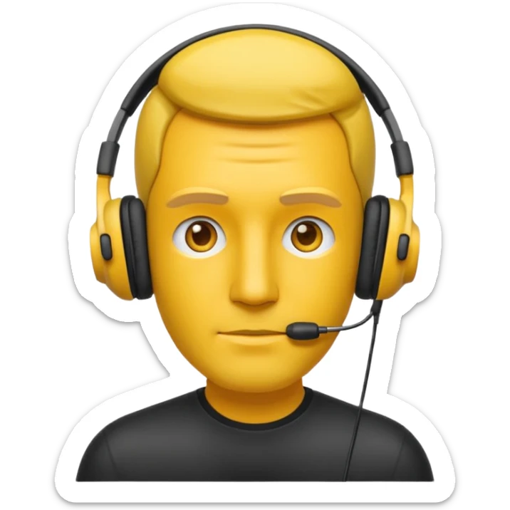 Un emojis feliz con audífonos puestos pero sin  naris un sencillo el emojis  hombre sticker