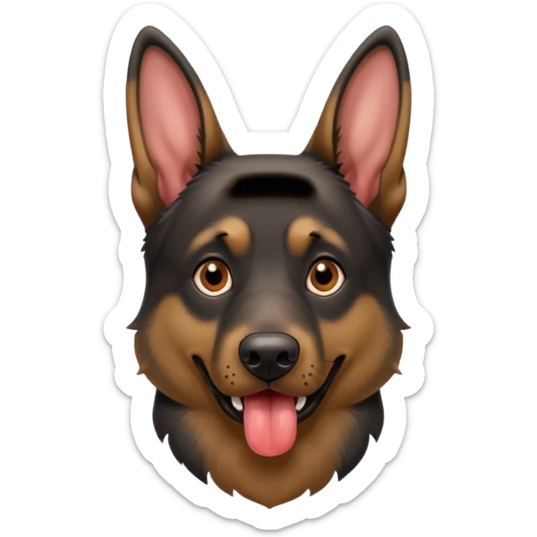 cartoon style dark German Shepherd dog with alot longer tongue hanging out  sticker