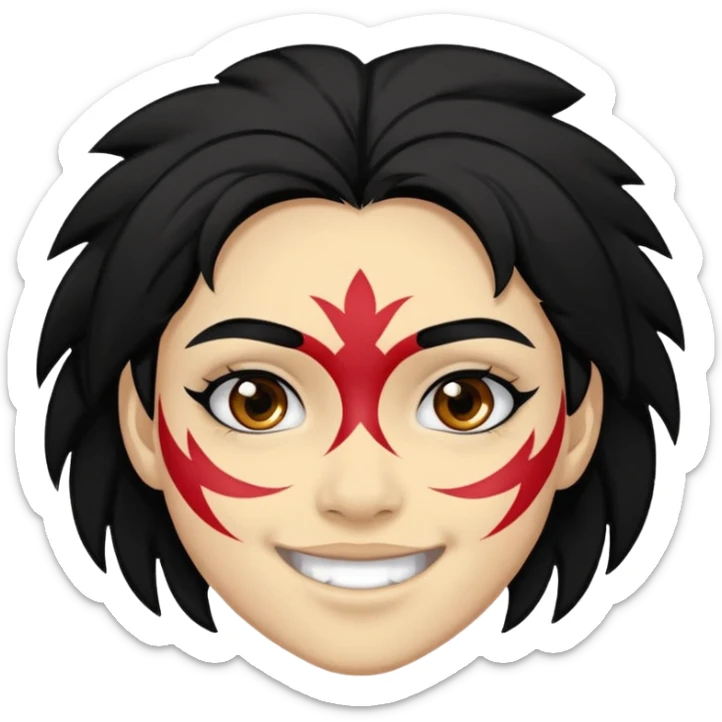 A black hair teen supporter with bold full-face paint, smiling with fierce team spirit. sticker